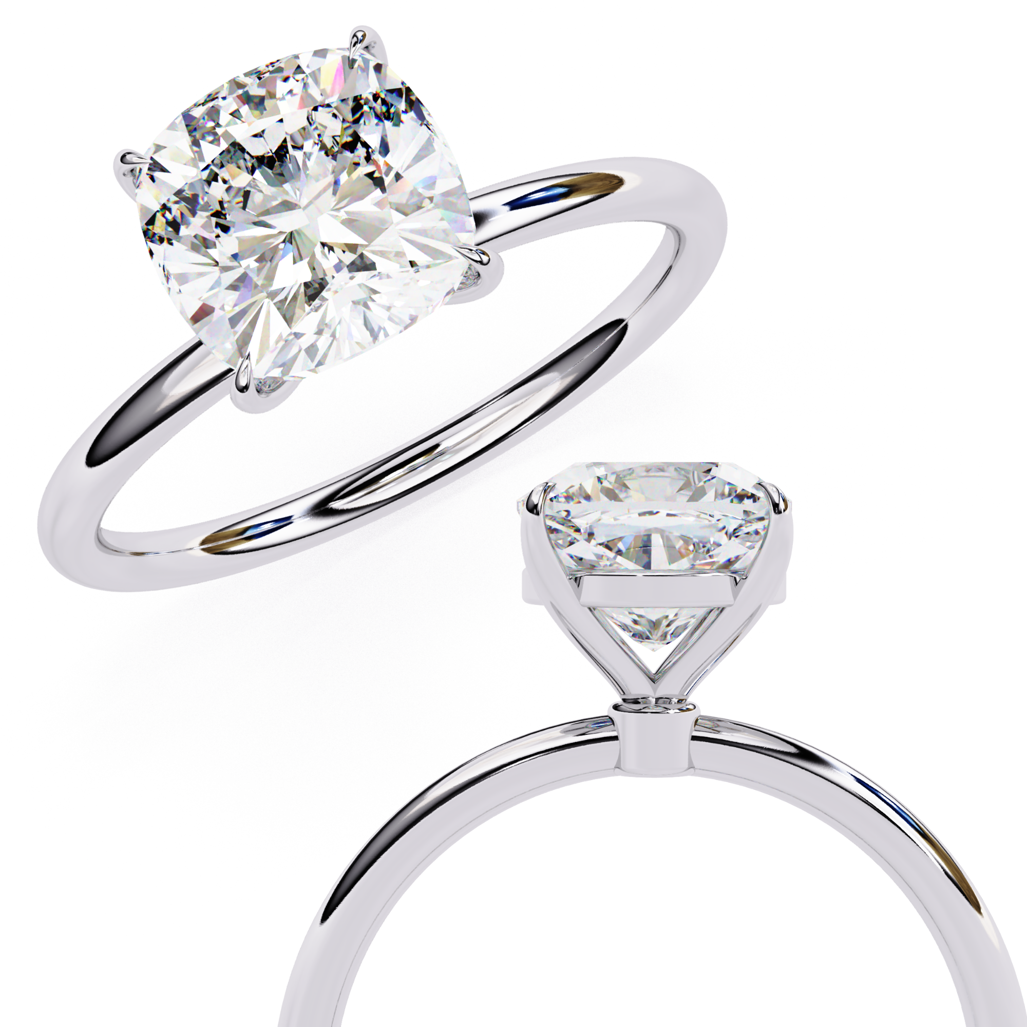 Solitairekart 2.65ct Cushion Cut Natural Diamond Ring - H Color, VS1 Clarity
